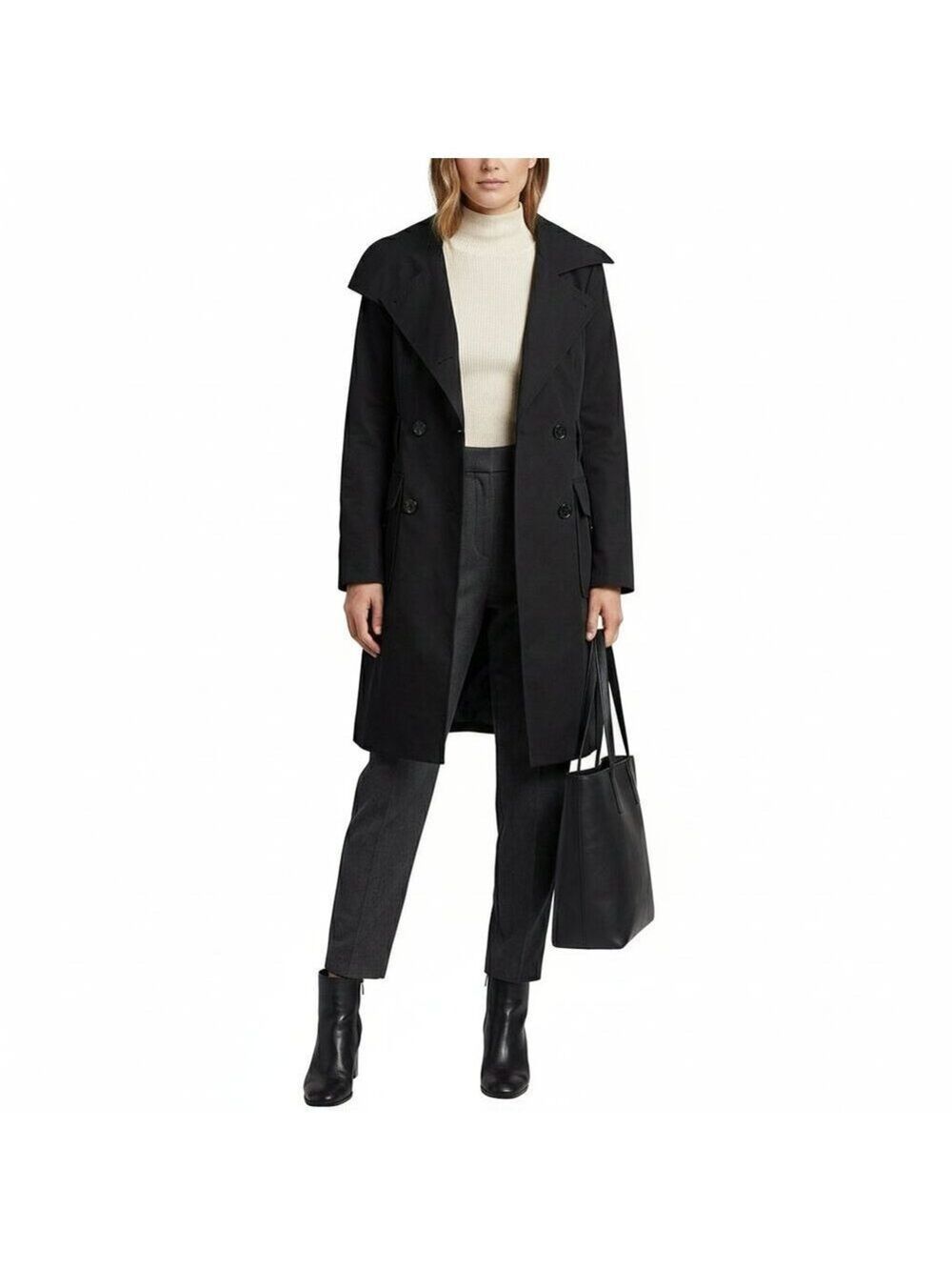 BEDO Black Double-Breasted Coat Women’s Elegant Jacket